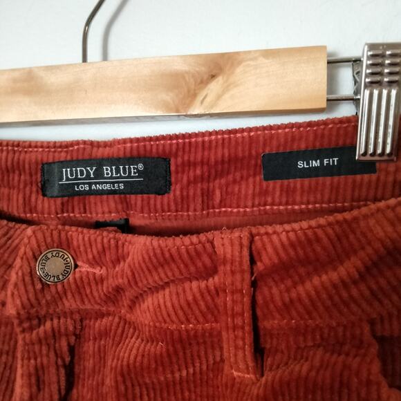 Judy Blue Sz 30 Burnt Red Corduroy Carpenter Pants Stretch Slim Fit - Picture 4 of 9